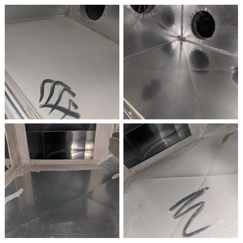 HVAC duct before and after cleaning
