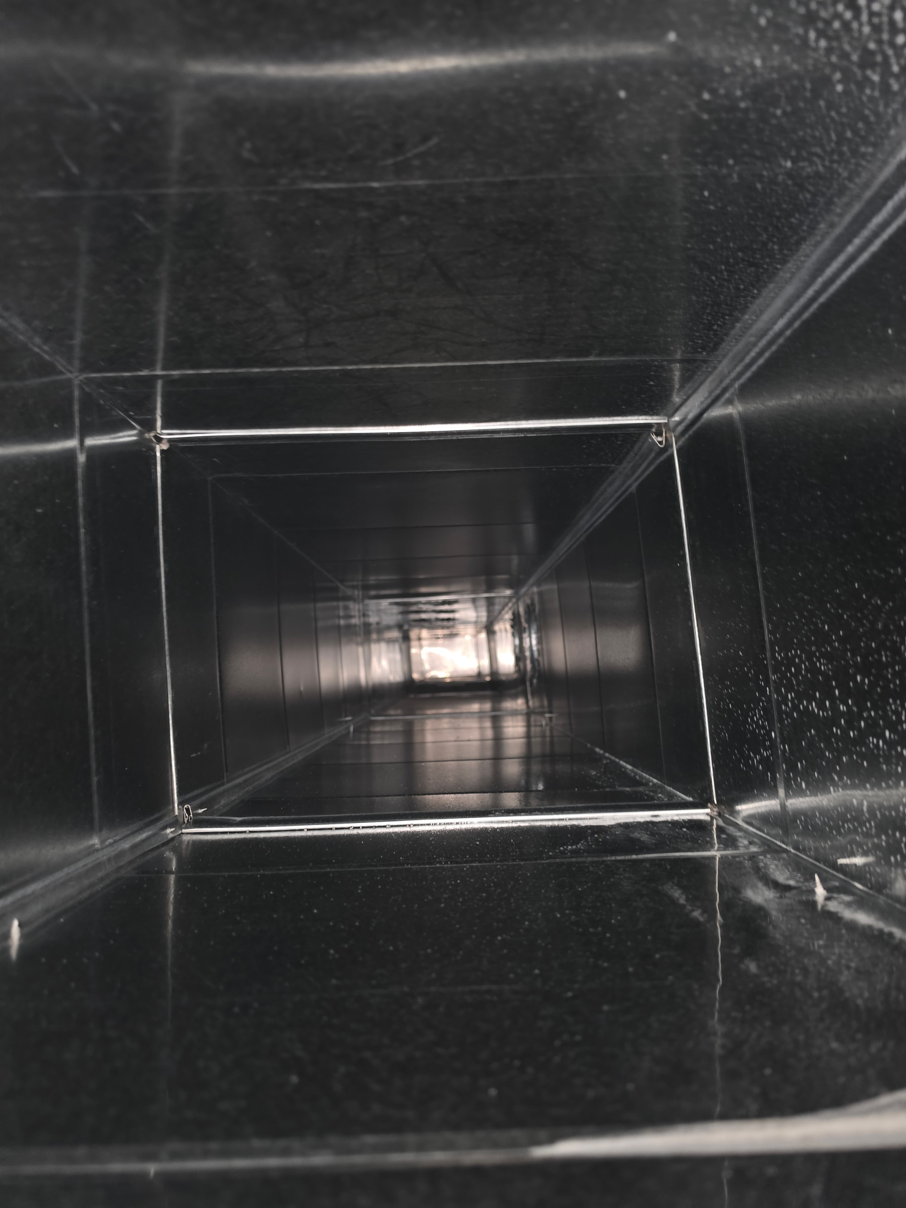 Main trunk duct interior spotless after cleaning — Lawrence Township NJ