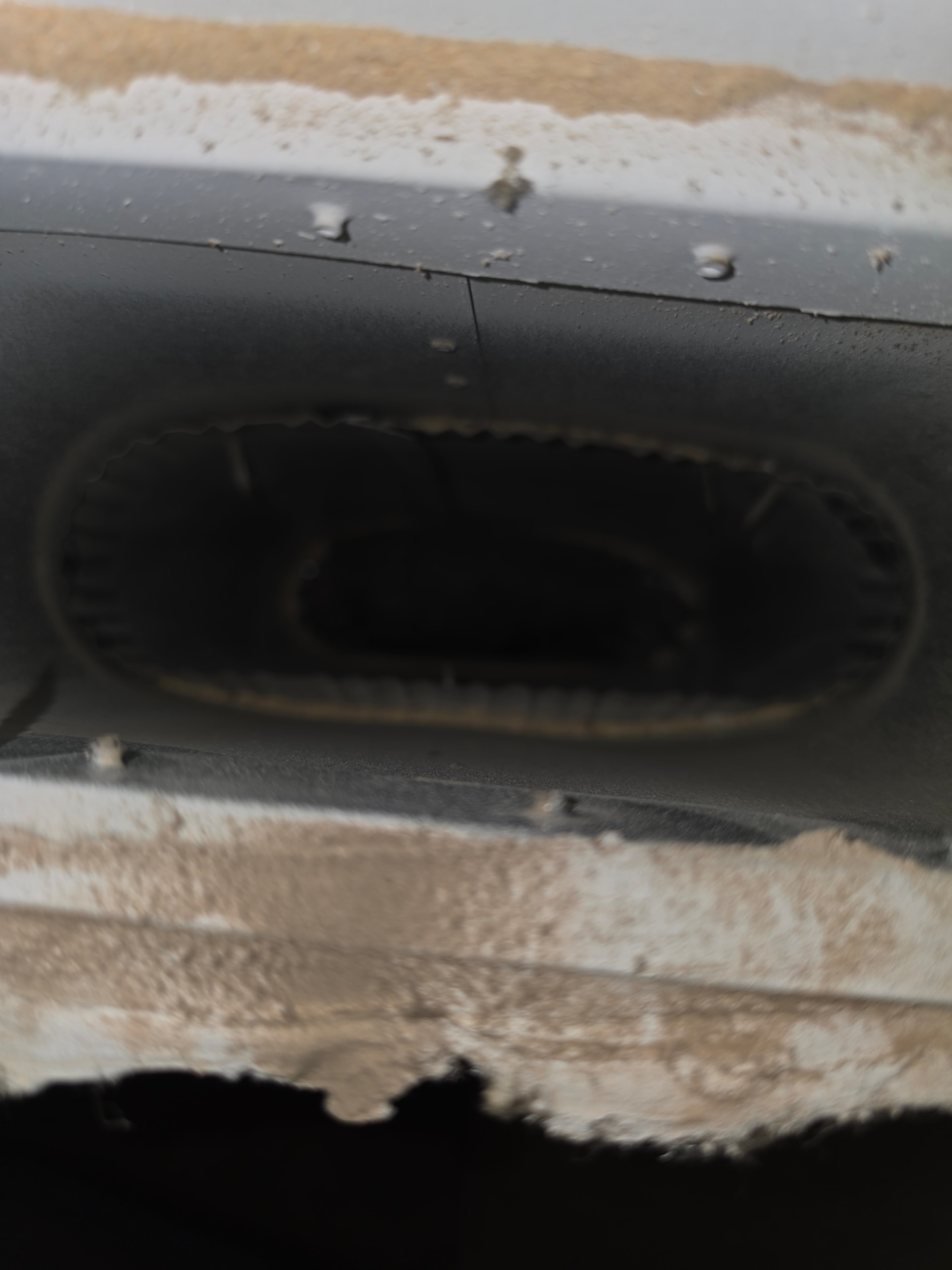 Flex duct collar packed with construction debris — Lawrence Township NJ new construction before cleaning