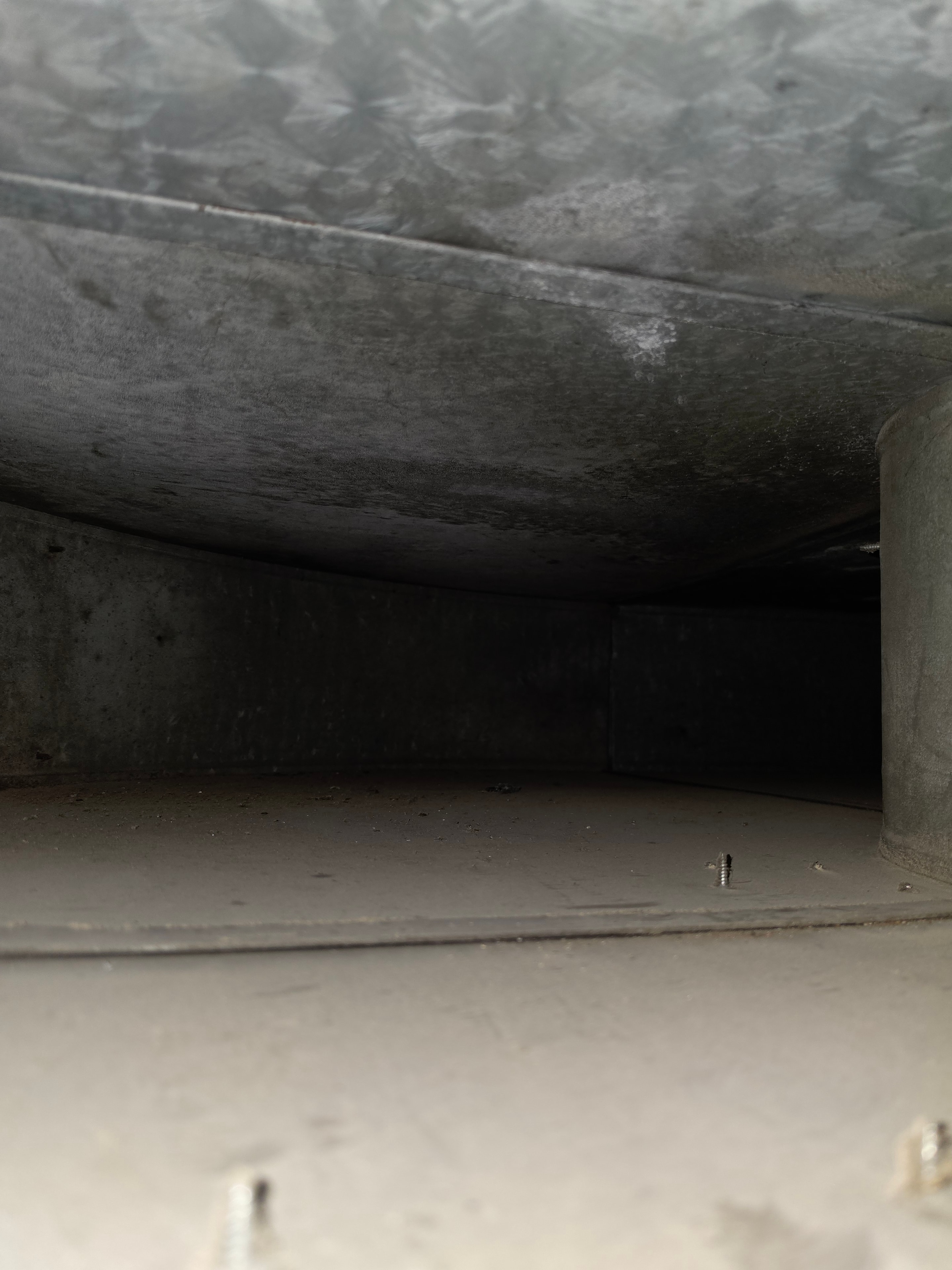 Dirty duct interior with years of debris buildup — Princeton NJ before cleaning